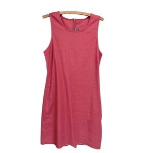 Level‎ 99 Arial Shift Linen Summer Minimalist Dress in Red Coral Size M